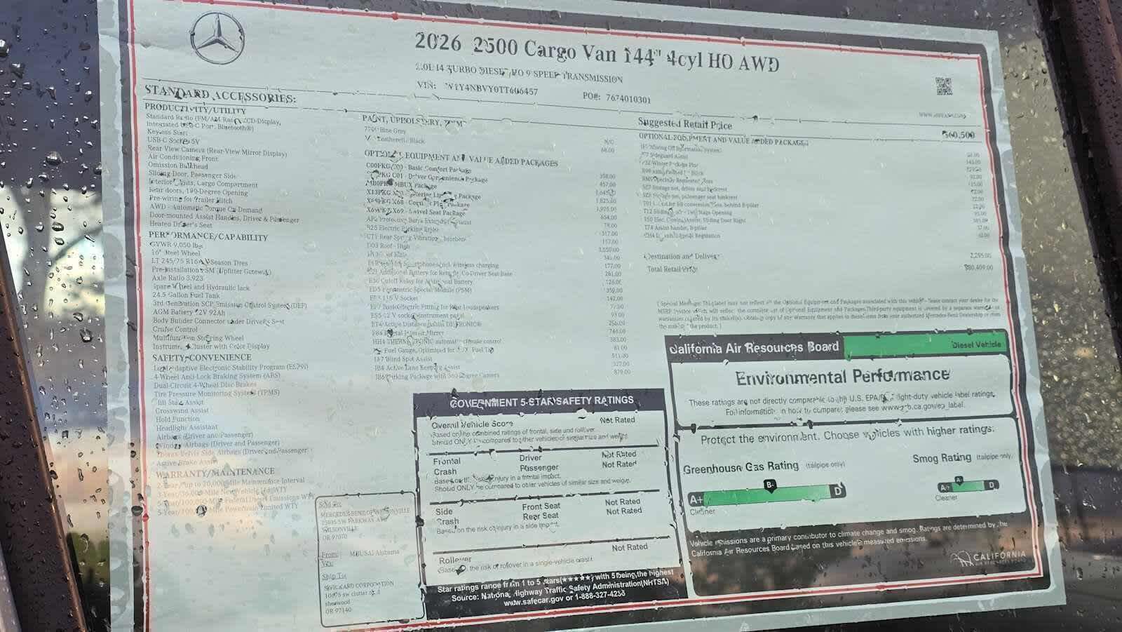 2026 Mercedes-Benz Sprinter 2500 Standard Roof I4 Diesel HO 144 AWD