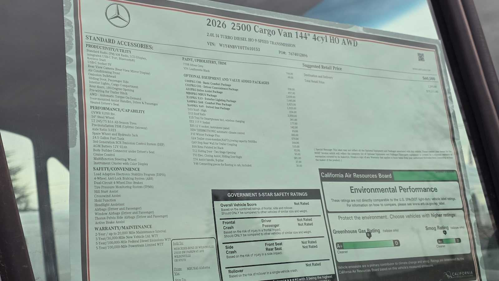 2026 Mercedes-Benz Sprinter 2500 Standard Roof I4 Diesel HO 144" AWD