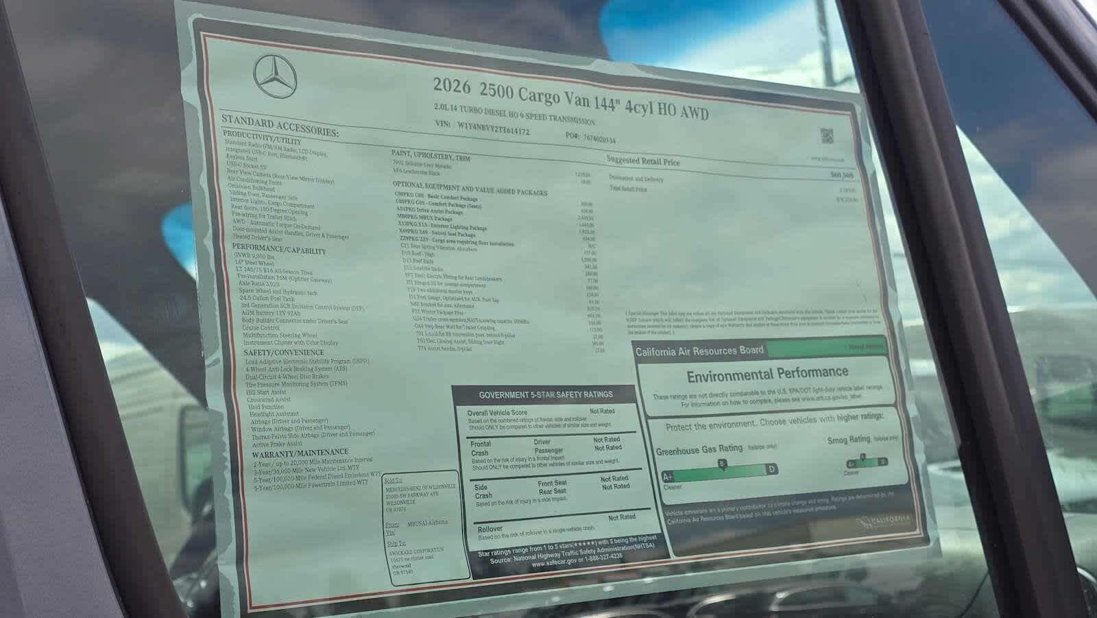 2026 Mercedes-Benz Sprinter 2500 Standard Roof I4 Diesel HO 144 AWD