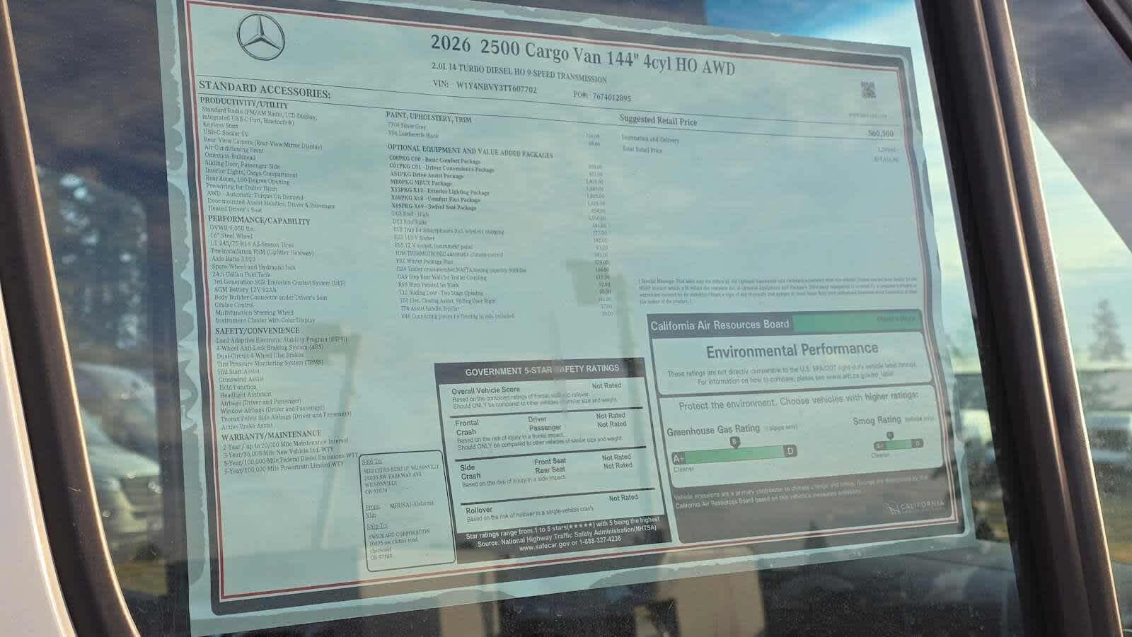2026 Mercedes-Benz Sprinter 2500 Standard Roof I4 Diesel HO 144" AWD