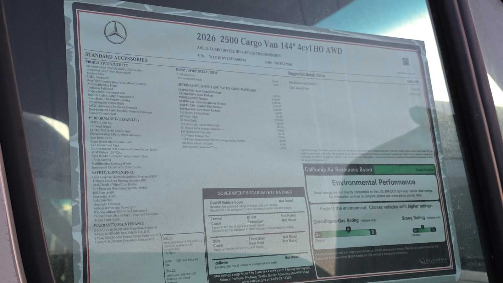 2026 Mercedes-Benz Sprinter 2500 Standard Roof I4 Diesel HO 144" AWD
