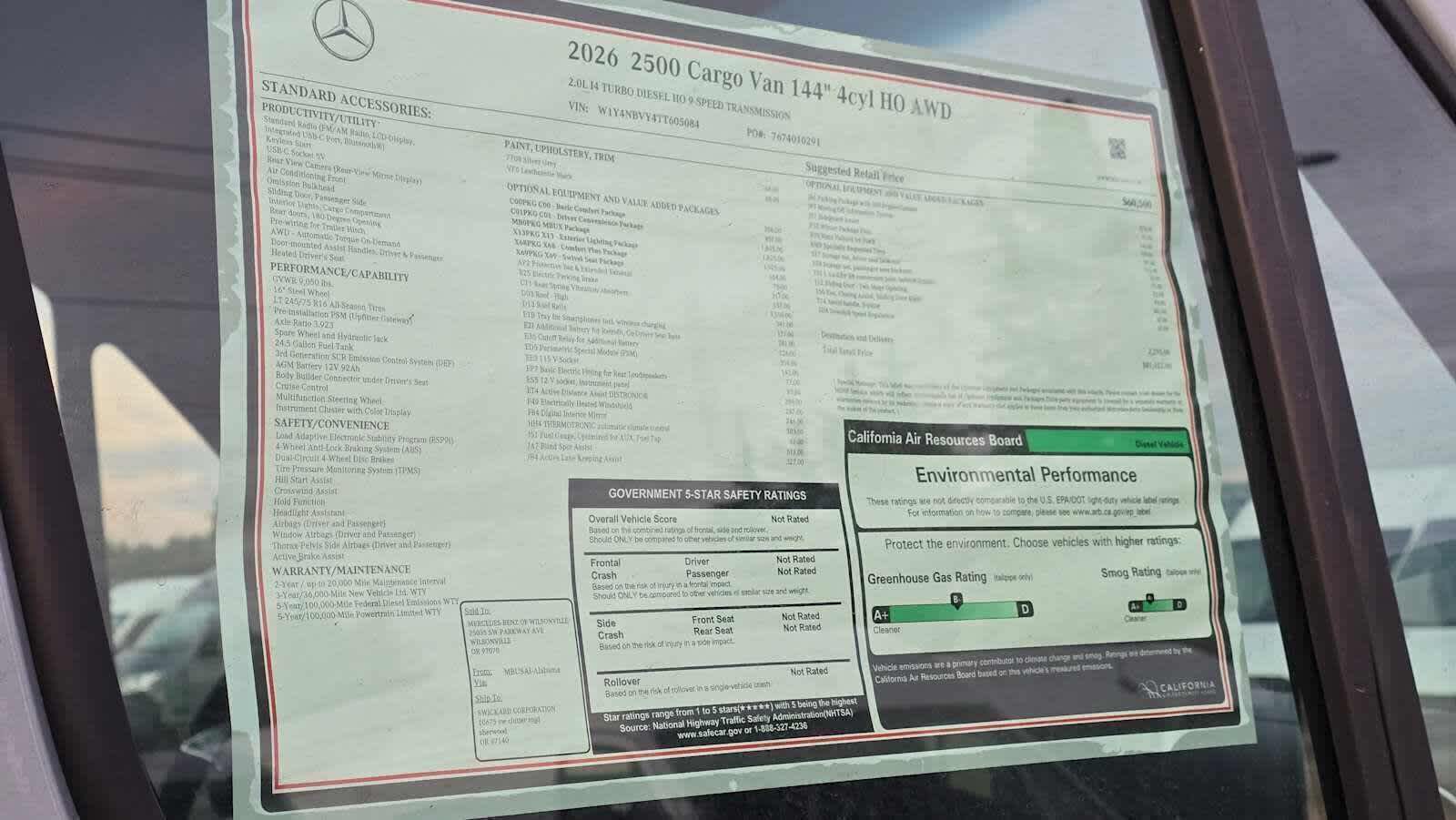 2026 Mercedes-Benz Sprinter 2500 Standard Roof I4 Diesel HO 144" AWD