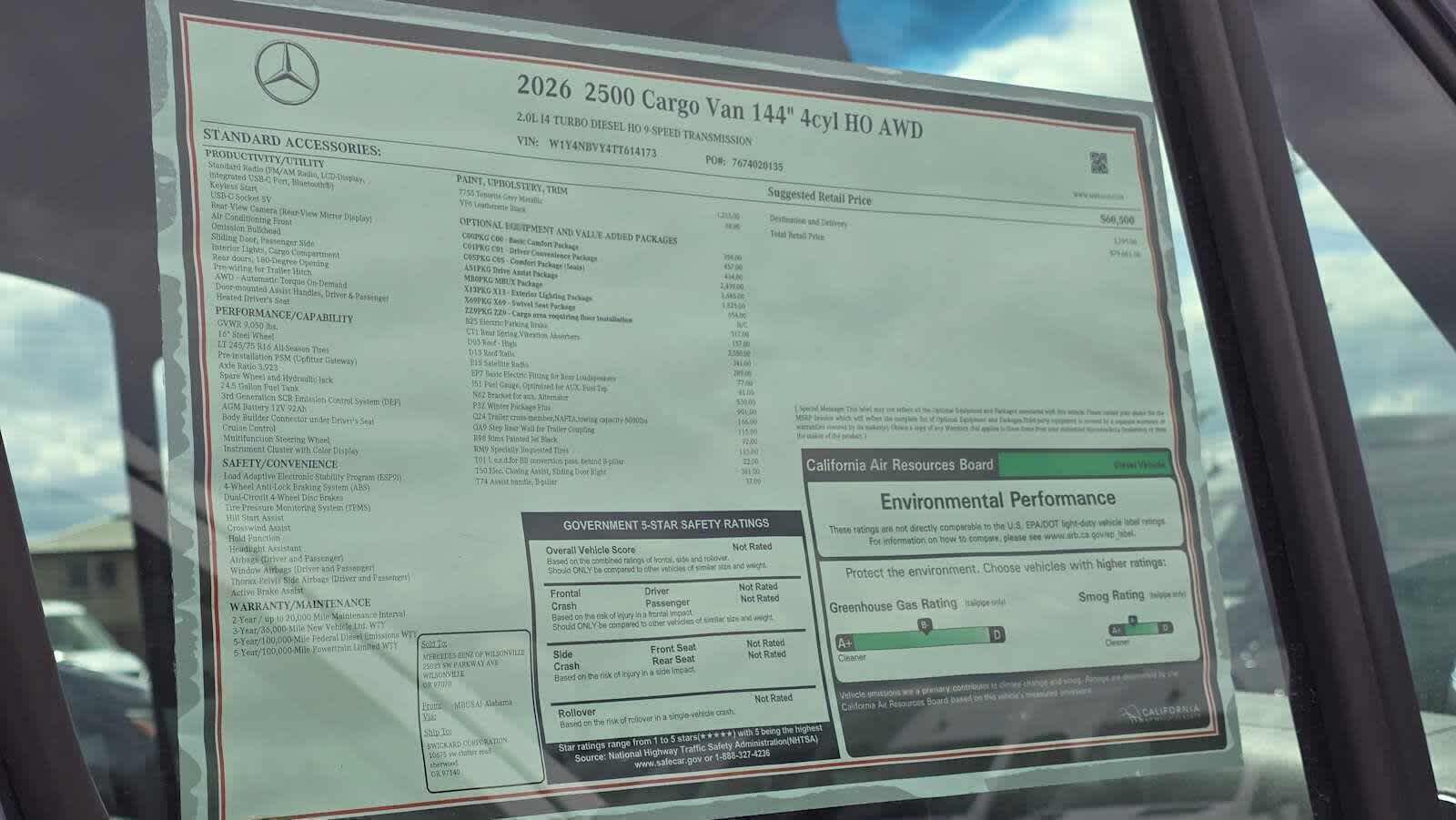 2026 Mercedes-Benz Sprinter 2500 Standard Roof I4 Diesel HO 144 AWD