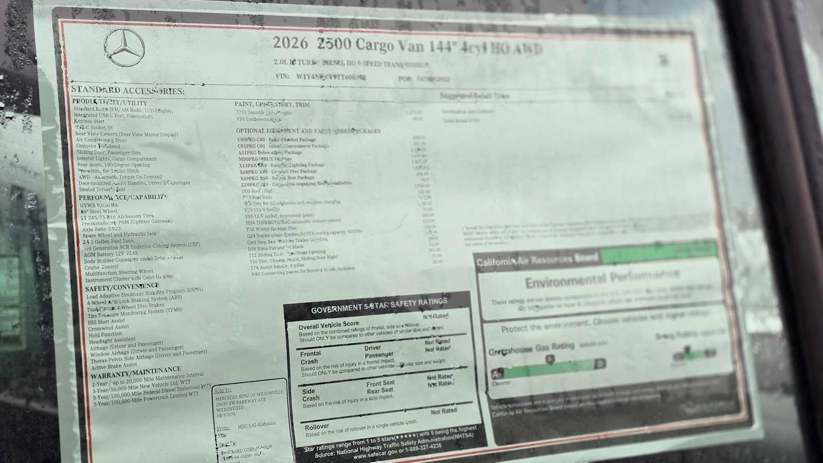 2026 Mercedes-Benz Sprinter 2500 Standard Roof I4 Diesel HO 144" AWD