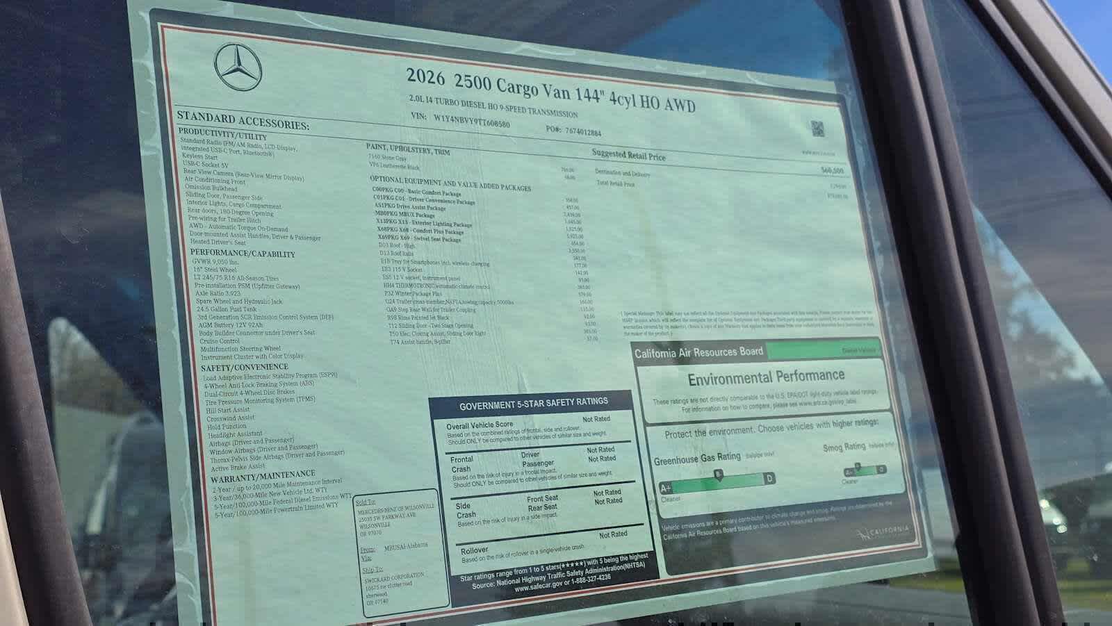 2026 Mercedes-Benz Sprinter 2500 Standard Roof I4 Diesel HO 144 AWD