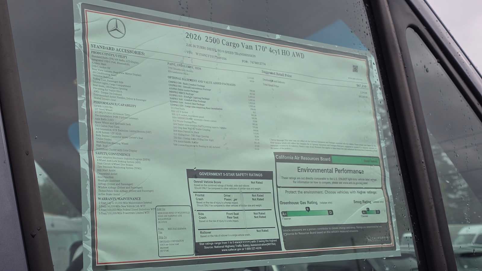 2026 Mercedes-Benz Sprinter 2500 High Roof I4 Diesel HO 170" AWD