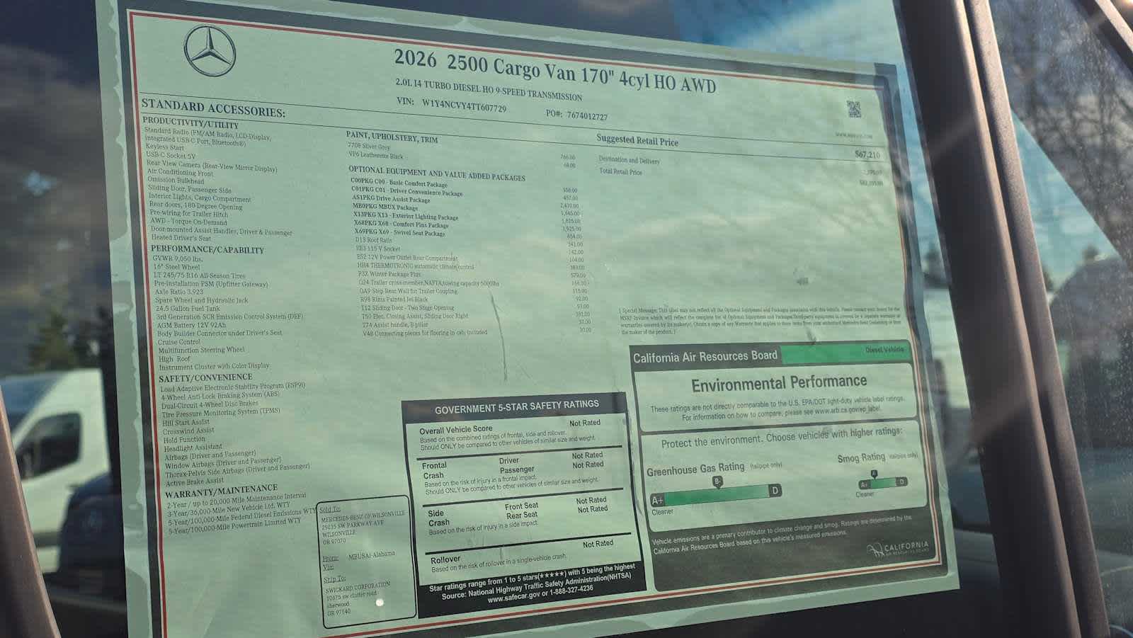 2026 Mercedes-Benz Sprinter 2500 High Roof I4 Diesel HO 170" AWD