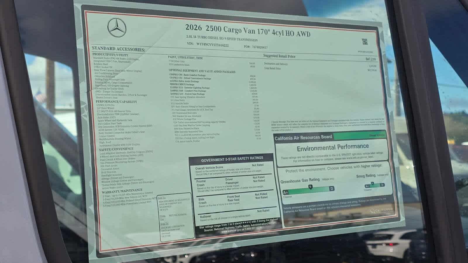 2026 Mercedes-Benz Sprinter 2500 High Roof I4 Diesel HO 170 AWD