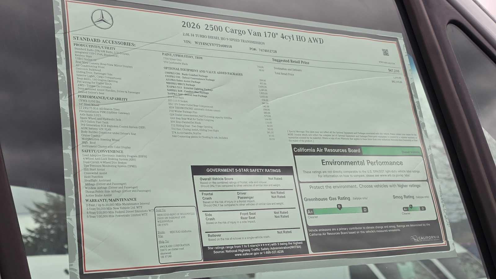 2026 Mercedes-Benz Sprinter 2500 High Roof I4 Diesel HO 170" AWD