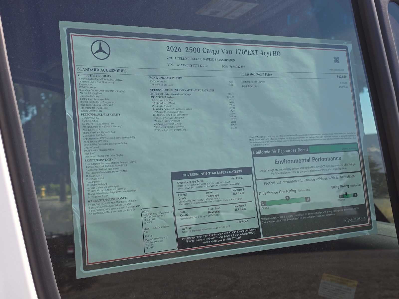2026 Mercedes-Benz Sprinter Cargo 2500 High Roof I4 Diesel HO 170 Extended RWD