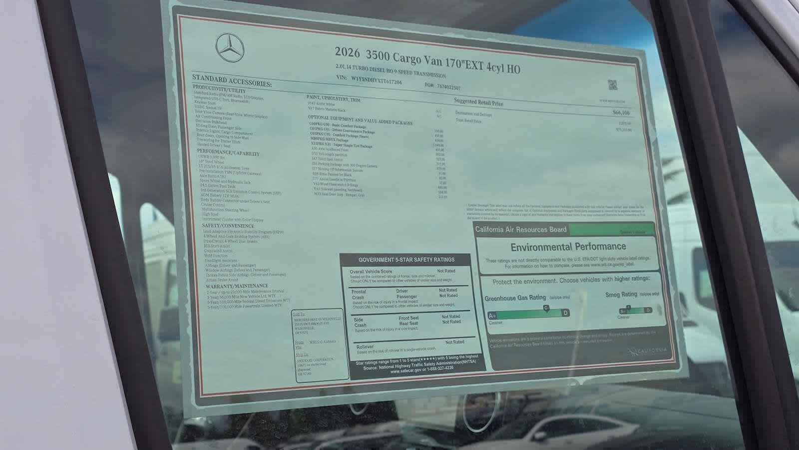 2026 Mercedes-Benz Sprinter Cargo Van 3500 High Roof I4 Diesel HO 170 Extended RWD