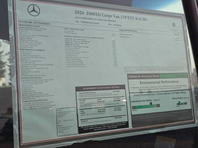 2026 Mercedes-Benz Sprinter Cargo 3500XD High Roof I4 Diesel HO 170 Extended RWD