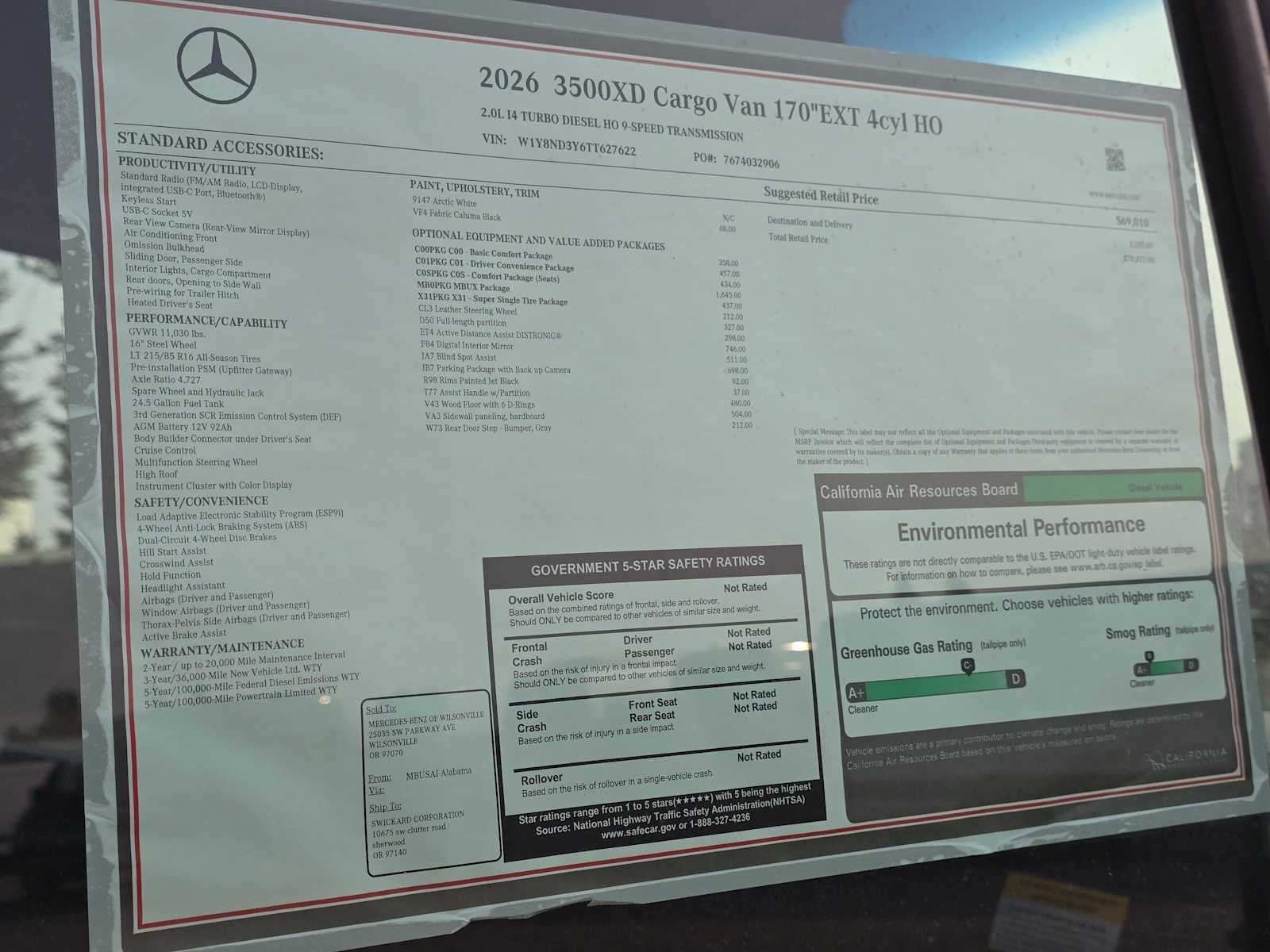 2026 Mercedes-Benz Sprinter Cargo 3500XD High Roof I4 Diesel HO 170 Extended RWD
