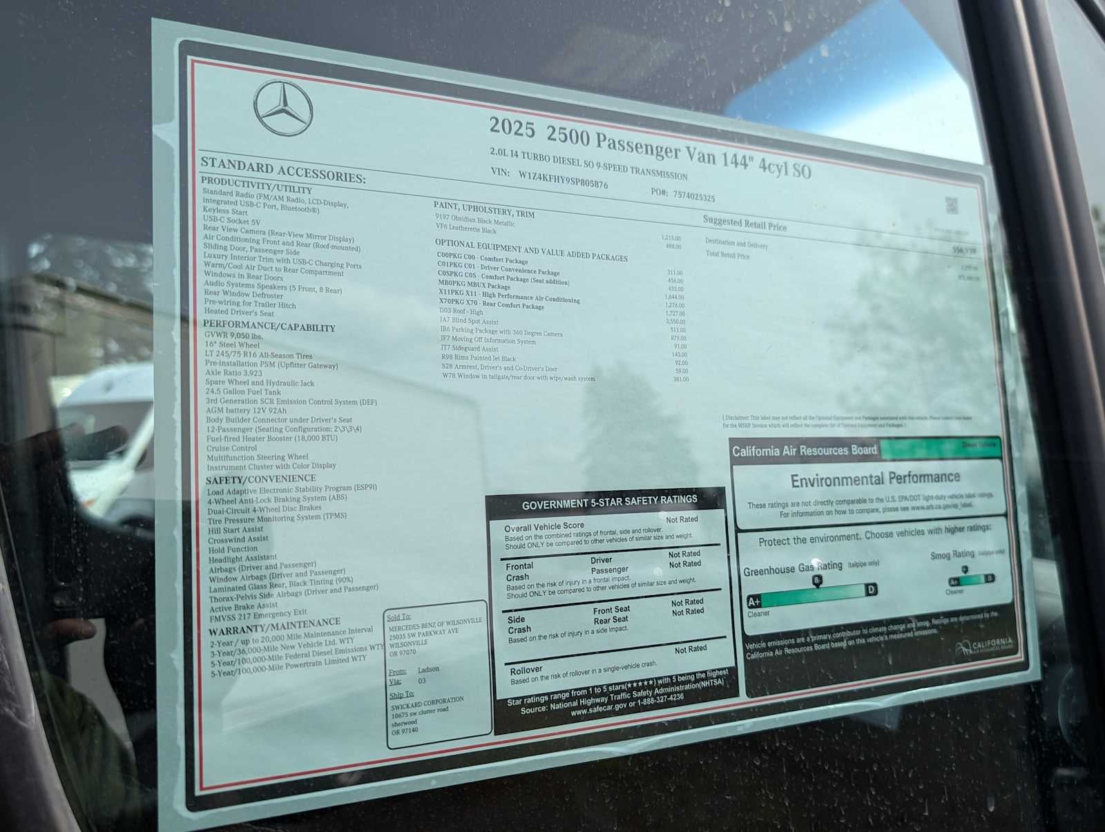 2025 Mercedes-Benz Sprinter Passenger Van 2500 Standard Roof I4 Diesel 144" RWD