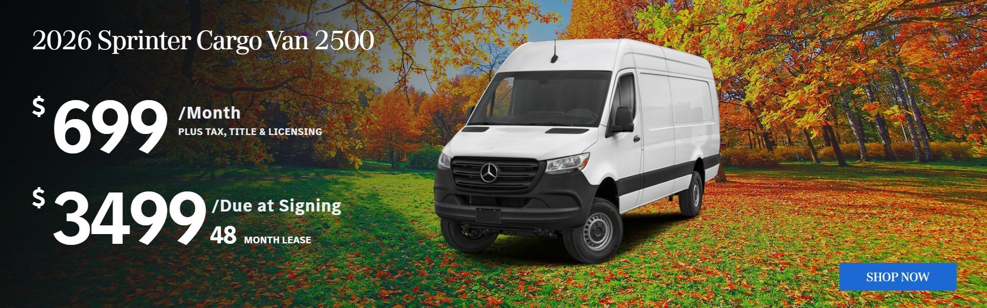 2026 Sprinter Cargo Van 2500: $699/mo
